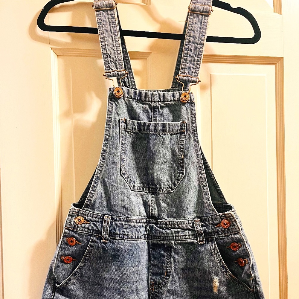 Denim shorts overalls